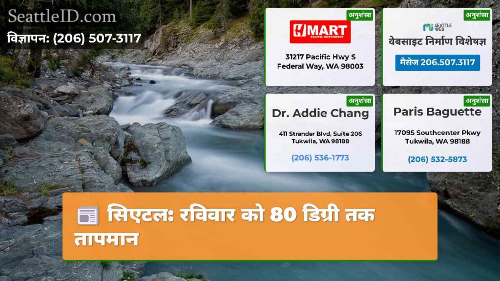 सिएटल: रविवार को 80 डिग्री तक तापमान