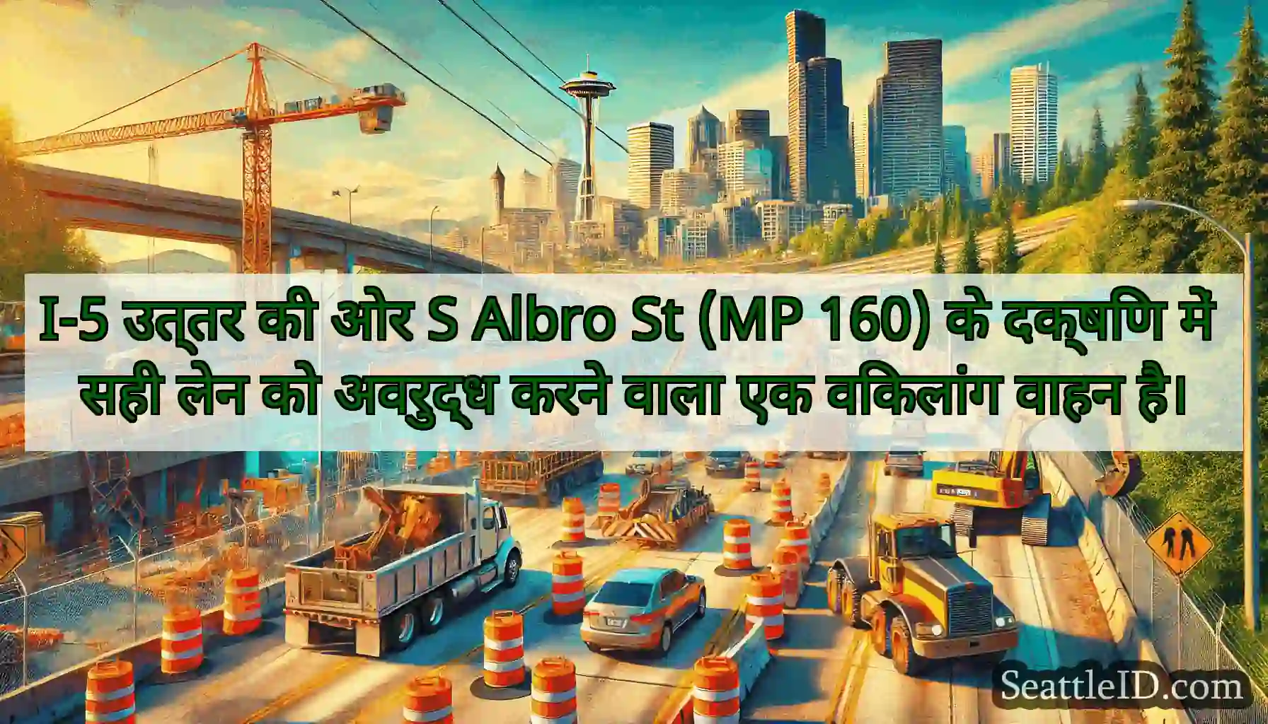 I-5 उत्तर की ओर S Albro St (MP 160) के दक्षिण में