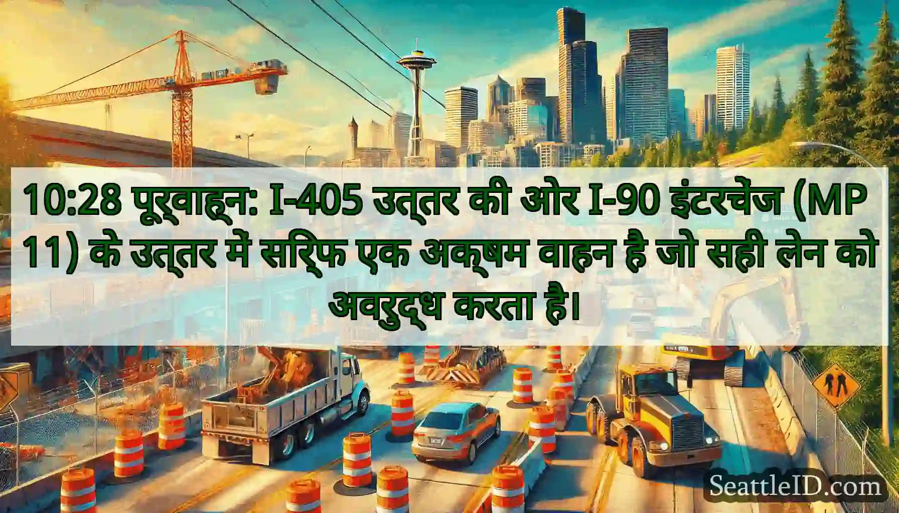 10:28 पूर्वाह्न: I-405 उत्तर की ओर I-90 इंटरचेंज