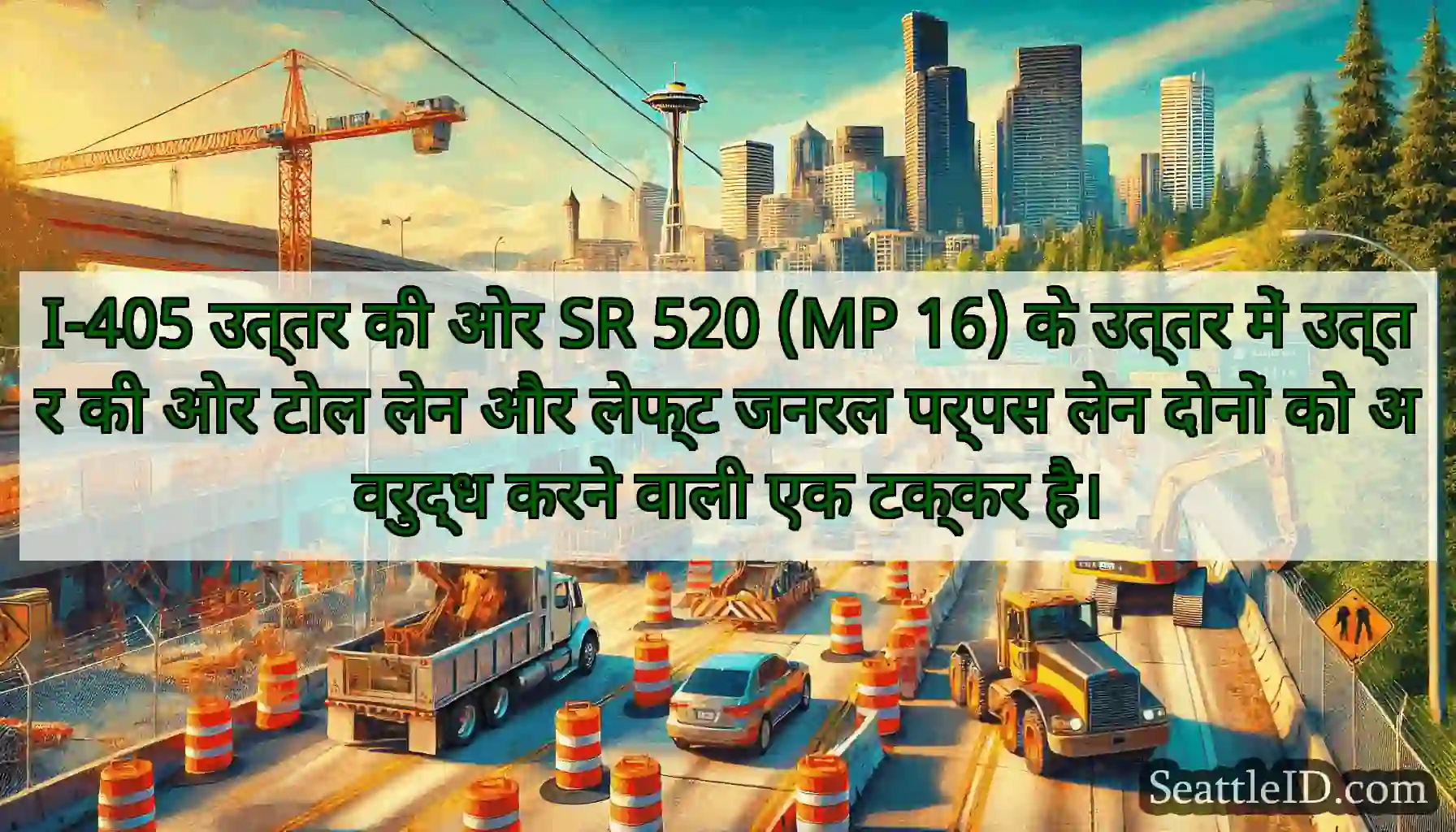 I-405 उत्तर की ओर SR 520 (MP 16) के उत्तर में