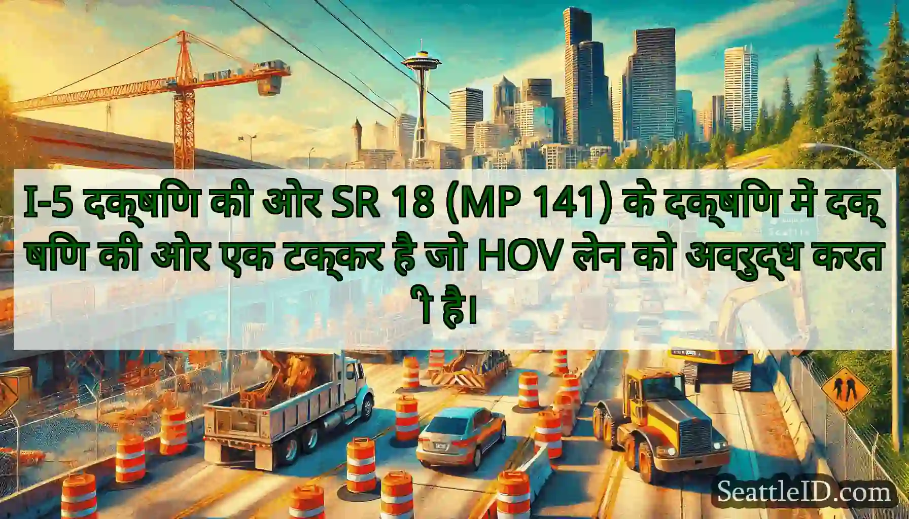 I-5 दक्षिण की ओर SR 18 (MP 141) के दक्षिण में