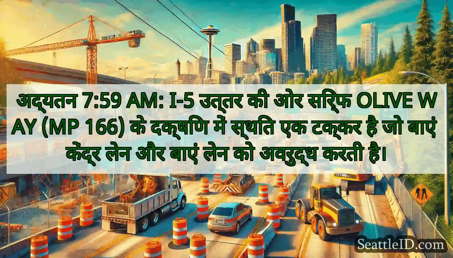अद्यतन 7:59 AM: I-5 उत्तर की ओर सिर्फ OLIVE WAY