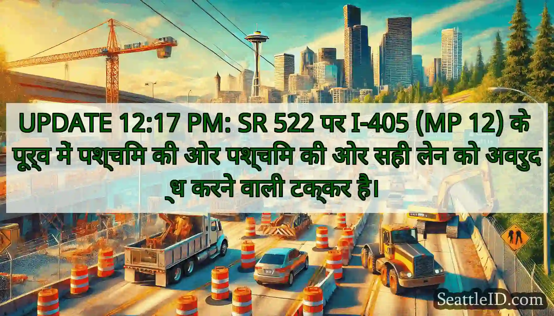 UPDATE 12:17 PM: SR 522 पर I-405 (MP 12) के पूर्व