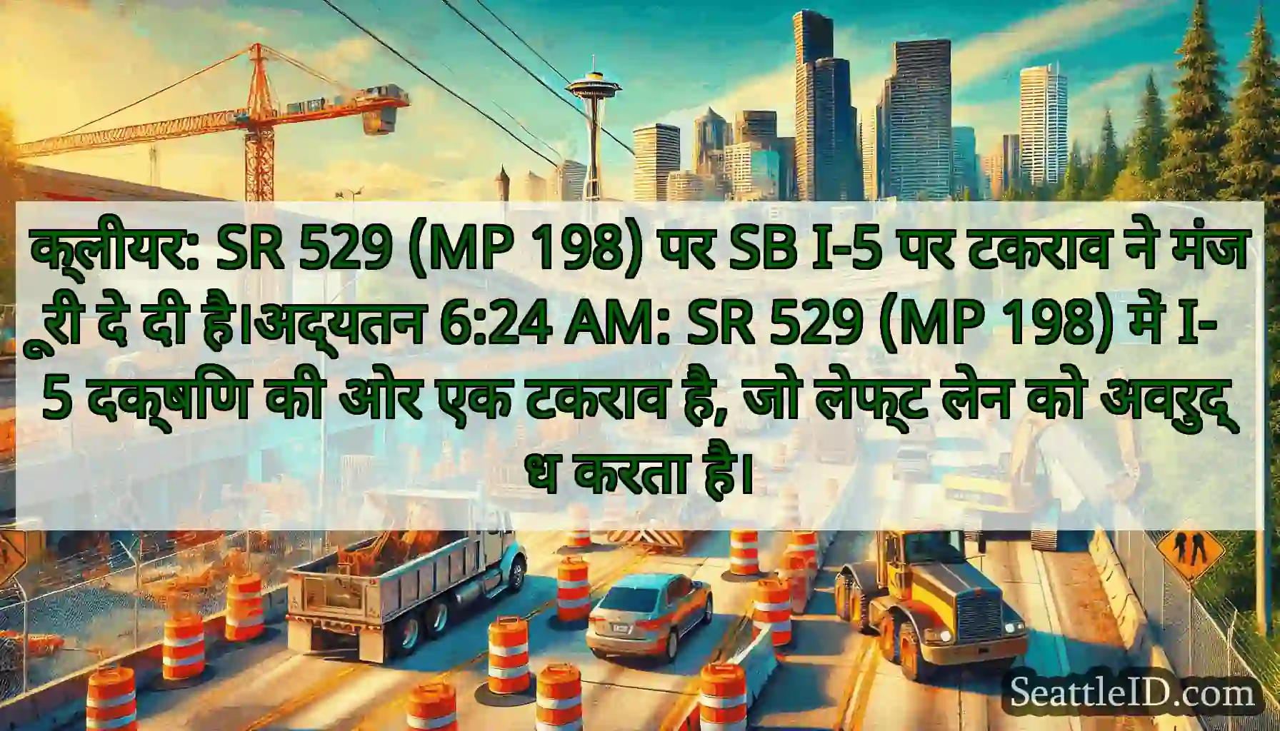 क्लीयर: SR 529 (MP 198) पर SB I-5 पर टकराव ने