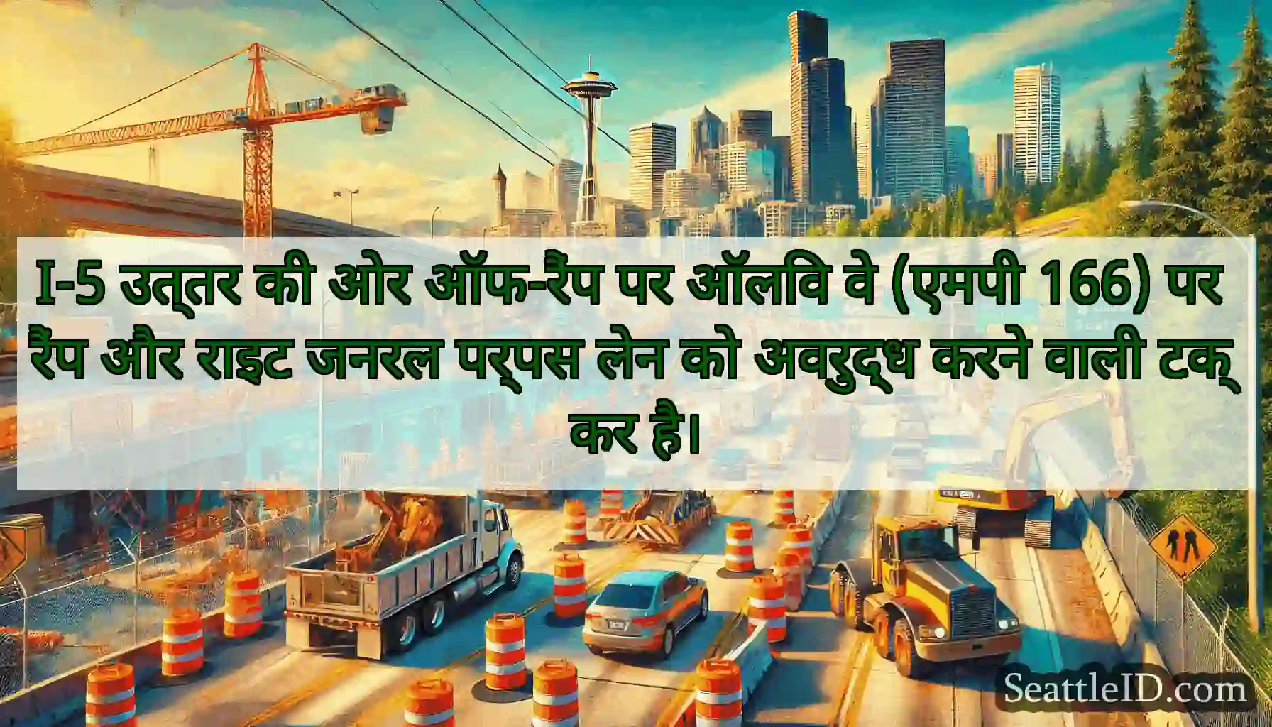 I-5 उत्तर की ओर ऑफ-रैंप पर ऑलिव वे (एमपी 166) पर