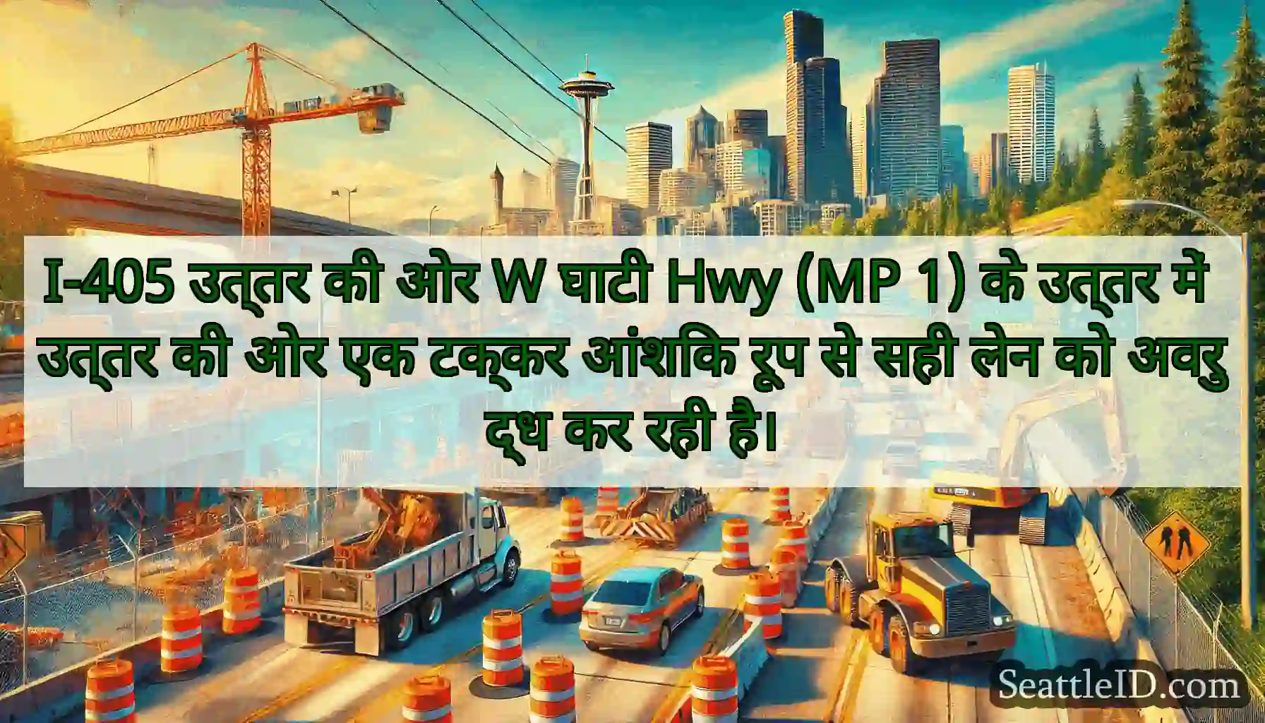 I-405 उत्तर की ओर W घाटी Hwy (MP 1) के उत्तर में