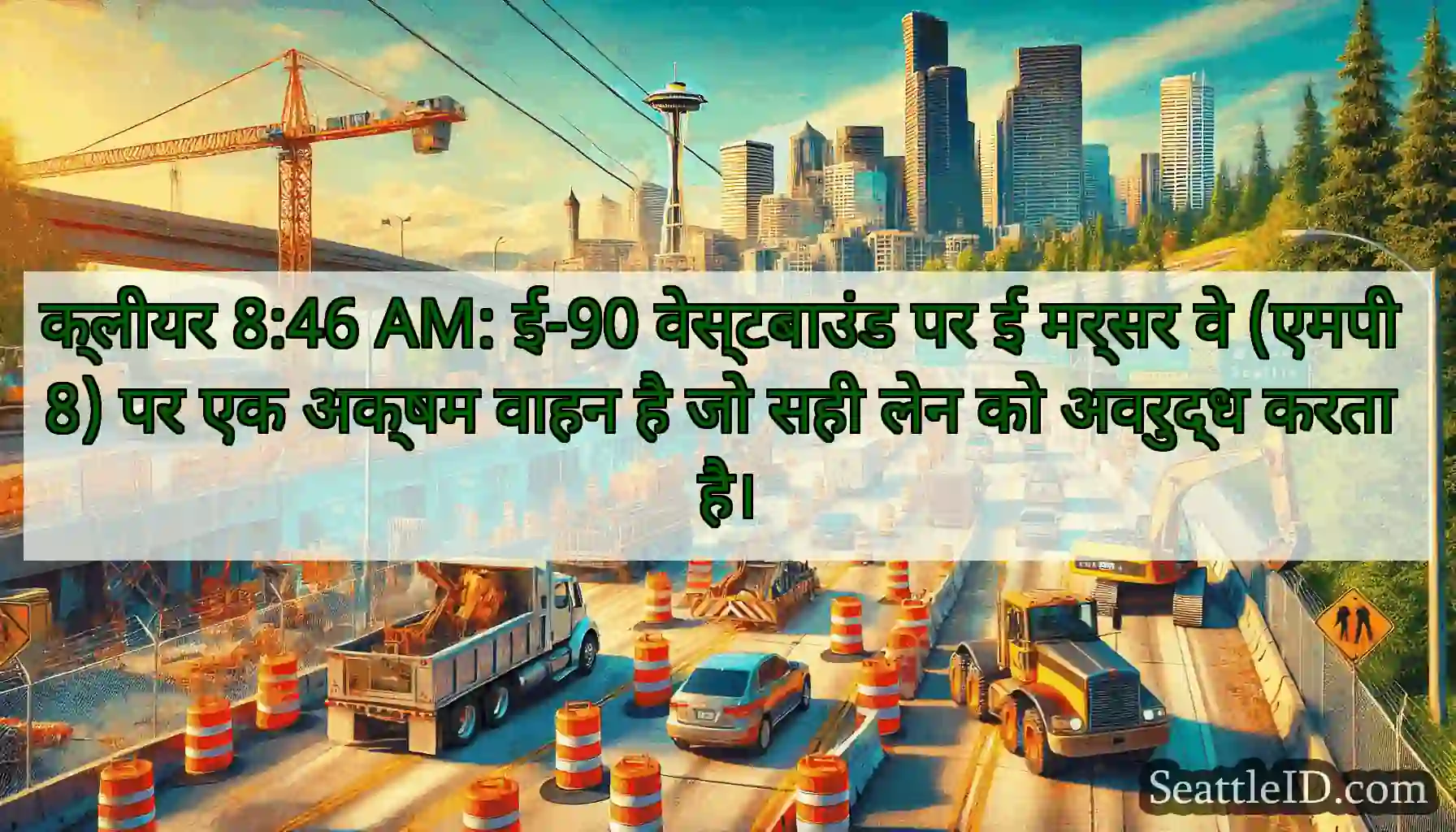 क्लीयर 8:46 AM: ई-90 वेस्टबाउंड पर ई मर्सर वे