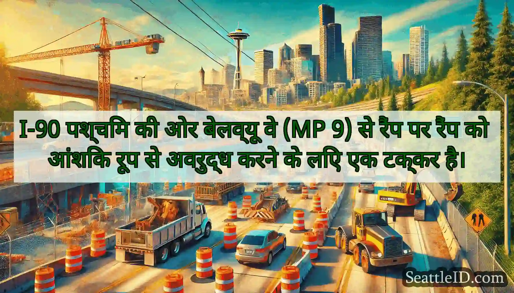 I-90 पश्चिम की ओर बेलव्यू वे (MP 9) से रैंप पर