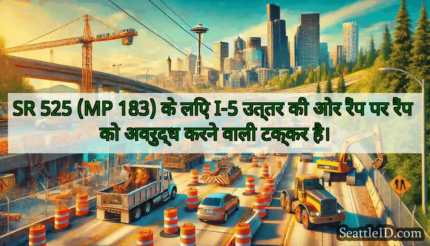 SR 525 (MP 183) के लिए I-5 उत्तर की ओर रैंप पर