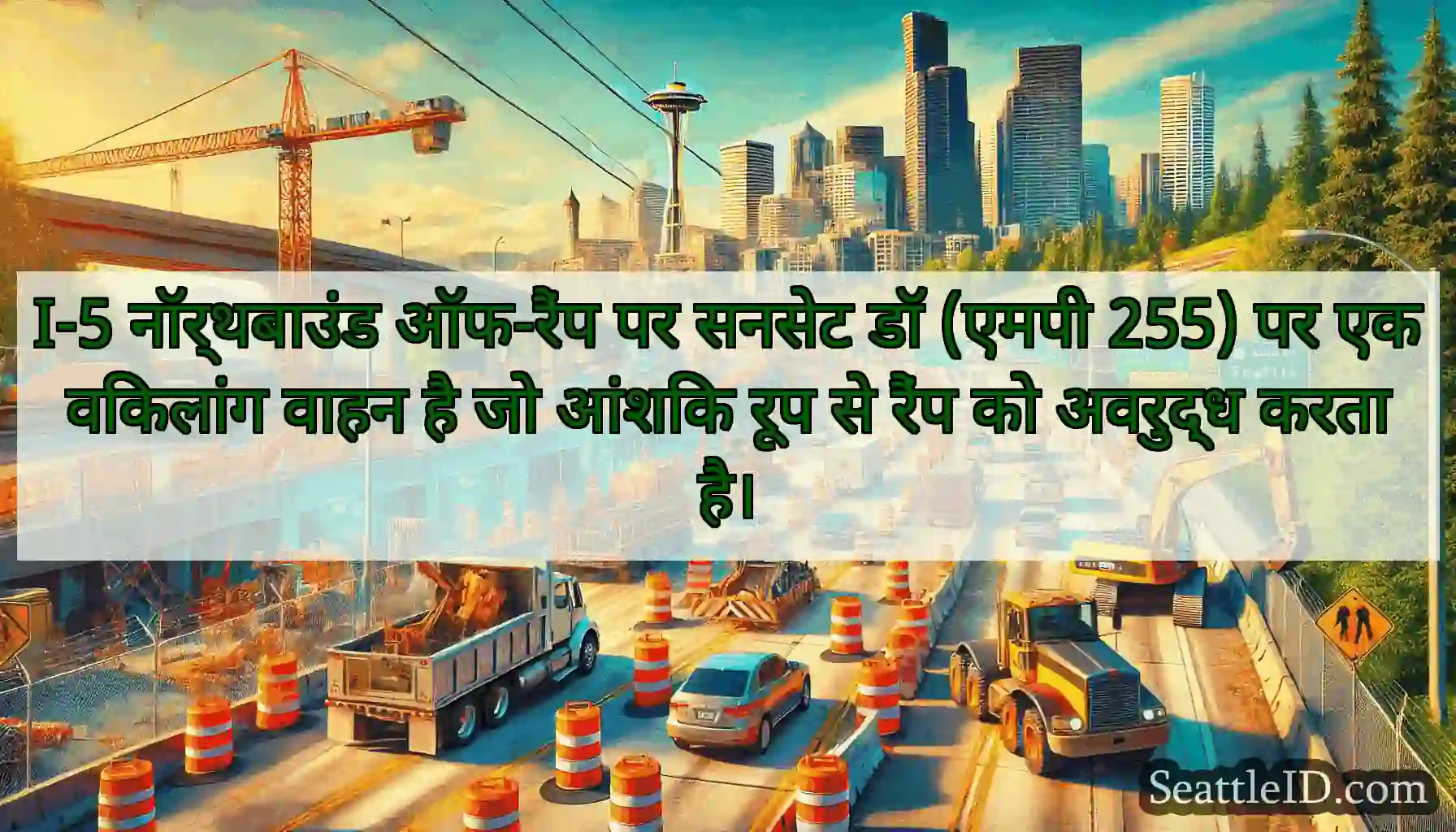 I-5 नॉर्थबाउंड ऑफ-रैंप पर सनसेट डॉ (एमपी 255) पर