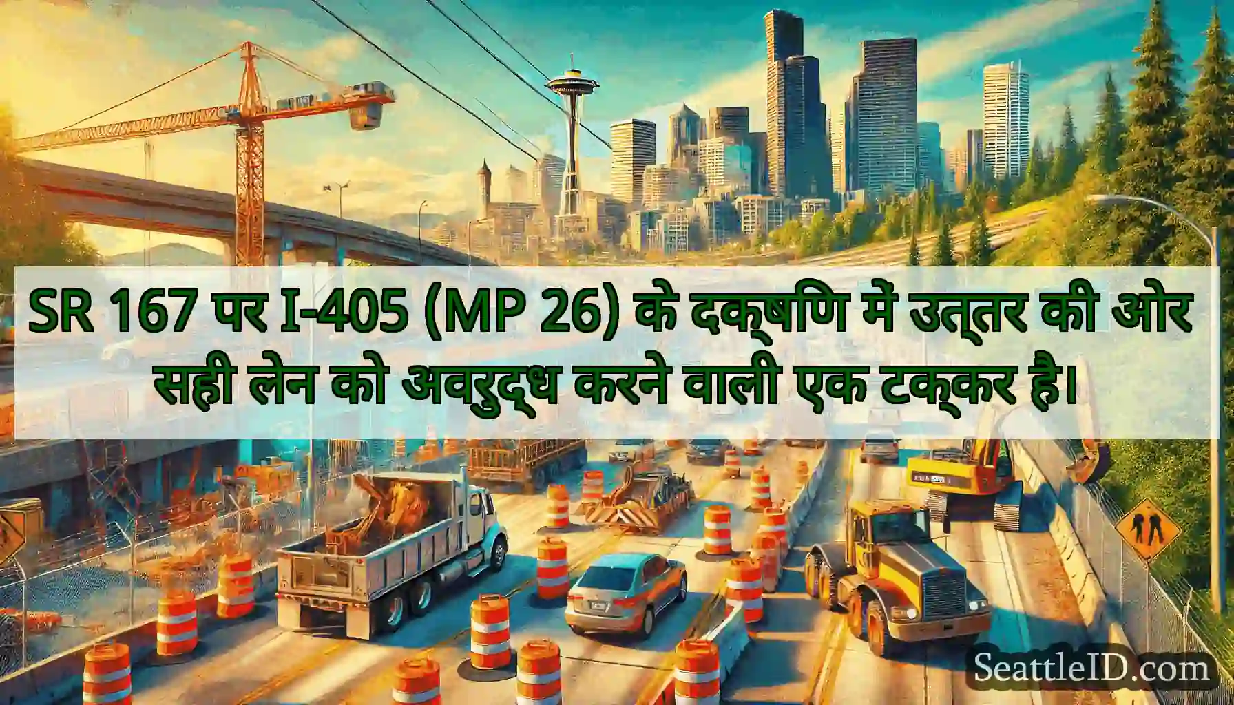 SR 167 पर I-405 (MP 26) के दक्षिण में उत्तर की ओर