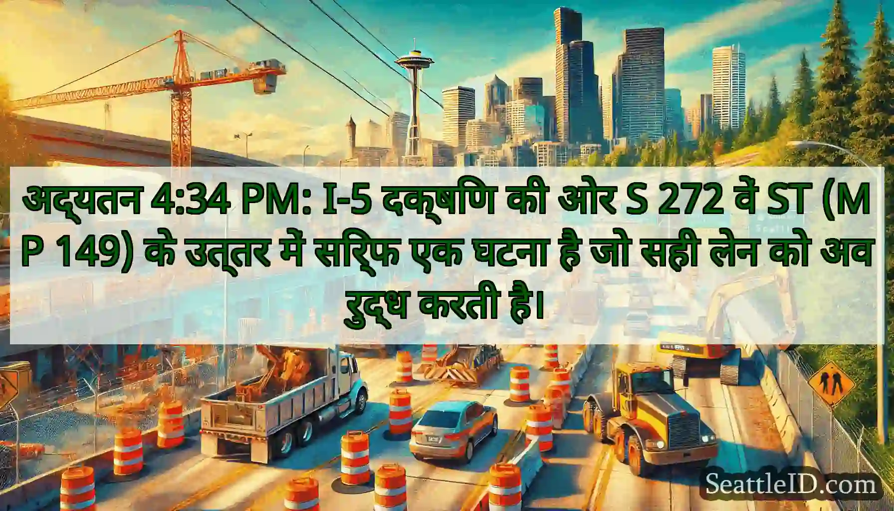 अद्यतन 4:34 PM: I-5 दक्षिण की ओर S 272 वें ST (MP