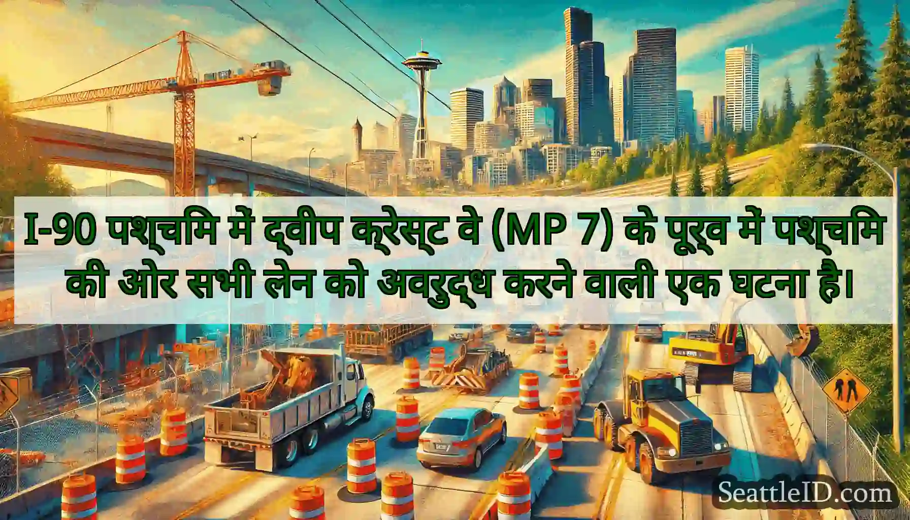 I-90 पश्चिम में द्वीप क्रेस्ट वे (MP 7) के पूर्व
