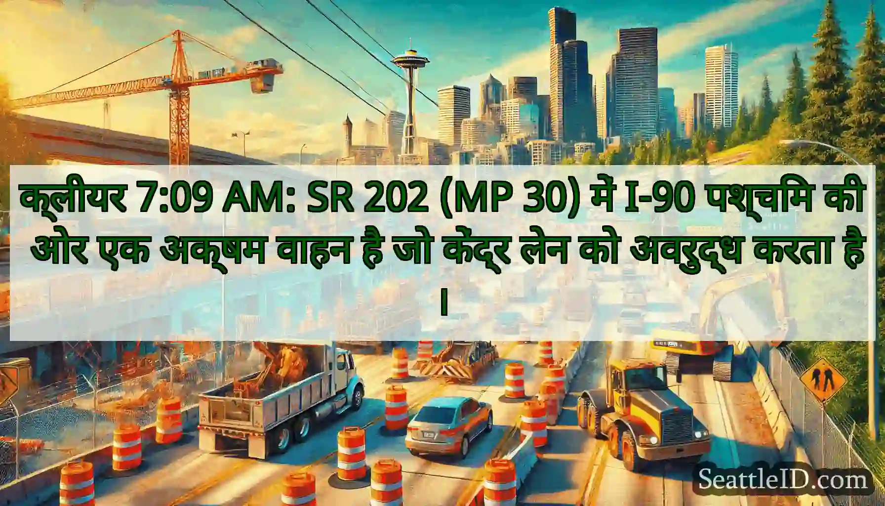 क्लीयर 7:09 AM: SR 202 (MP 30) में I-90 पश्चिम की