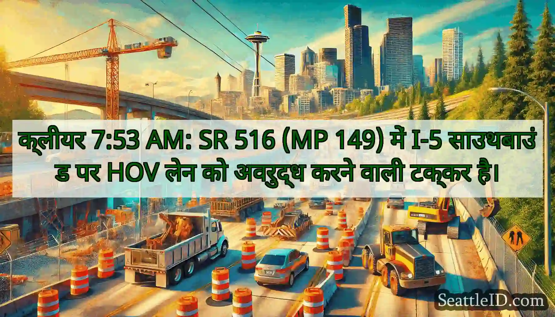 क्लीयर 7:53 AM: SR 516 (MP 149) में I-5 साउथबाउंड