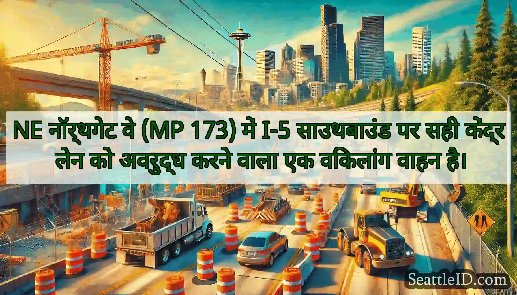 NE नॉर्थगेट वे (MP 173) में I-5 साउथबाउंड पर सही