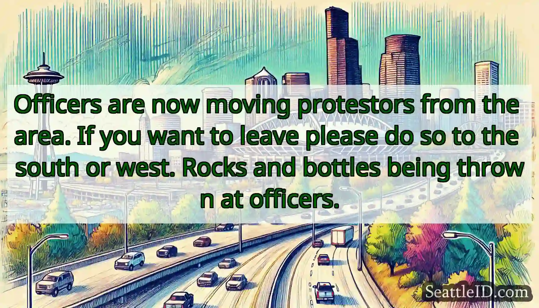 Officers are now moving protestors from the area.