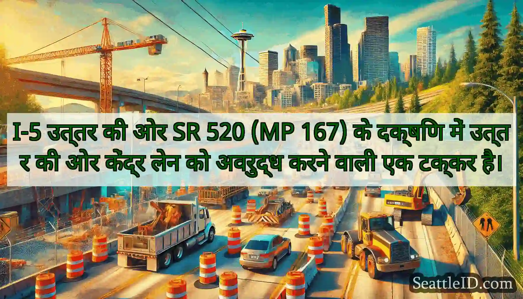 I-5 उत्तर की ओर SR 520 (MP 167) के दक्षिण में