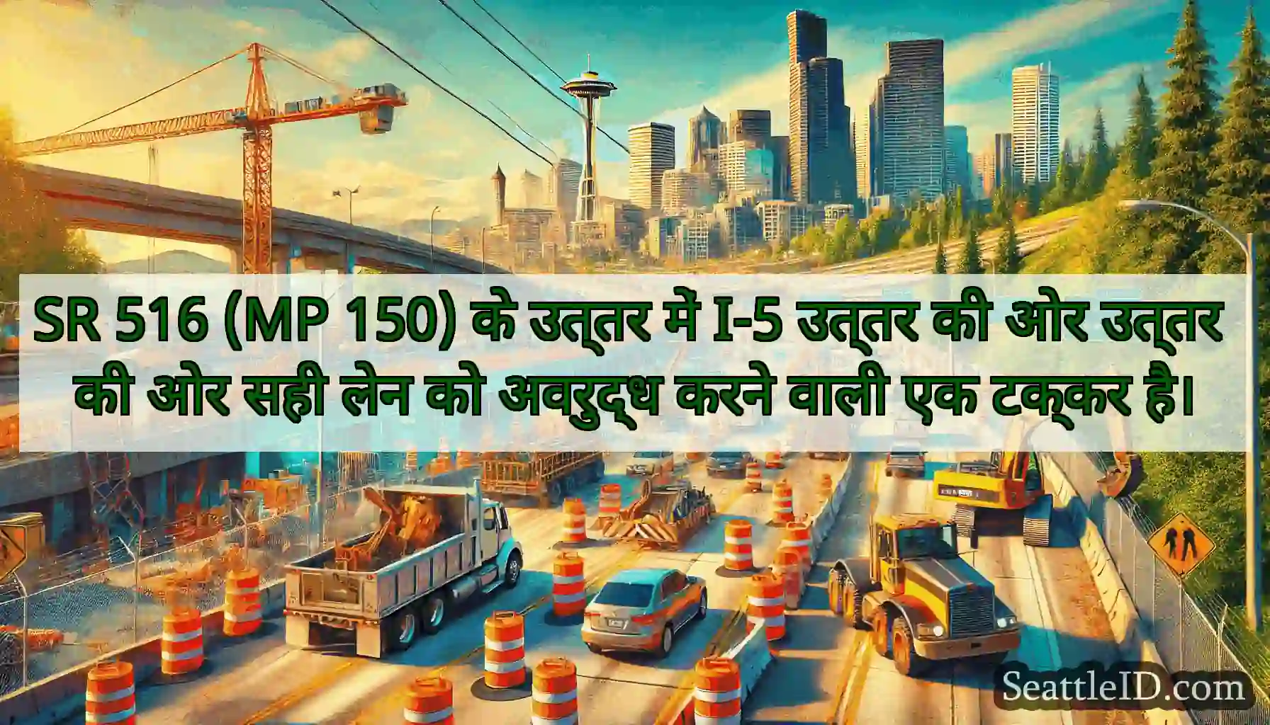 SR 516 (MP 150) के उत्तर में I-5 उत्तर की ओर
