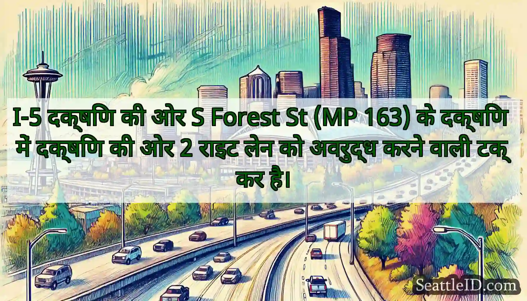 I-5 दक्षिण की ओर S Forest St (MP 163) के दक्षिण