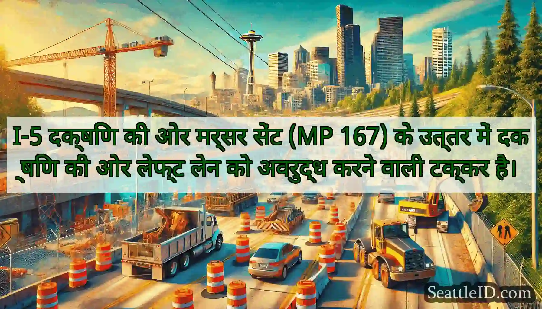 I-5 दक्षिण की ओर मर्सर सेंट (MP 167) के उत्तर में