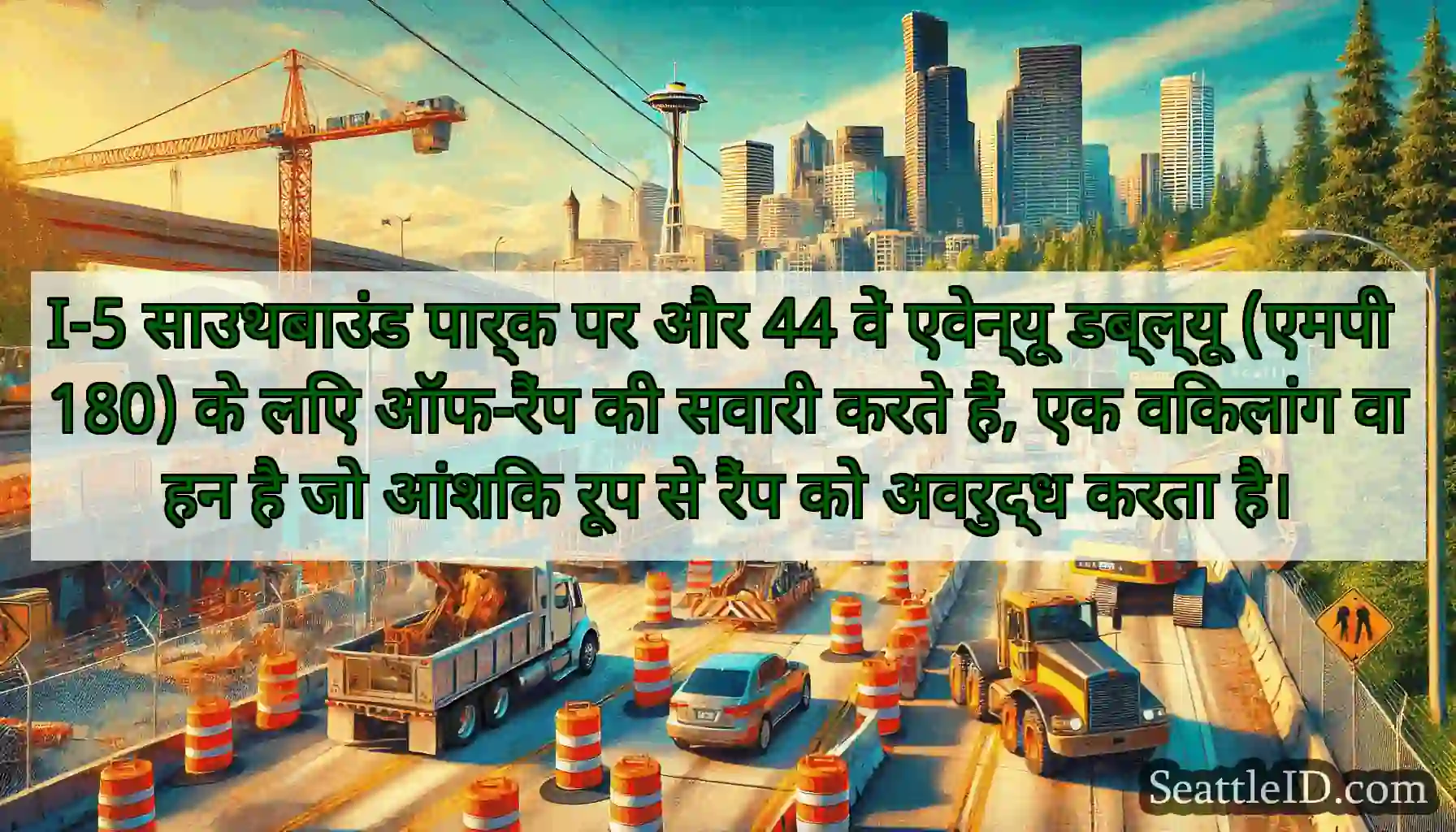 I-5 साउथबाउंड पार्क पर और 44 वें एवेन्यू डब्ल्यू