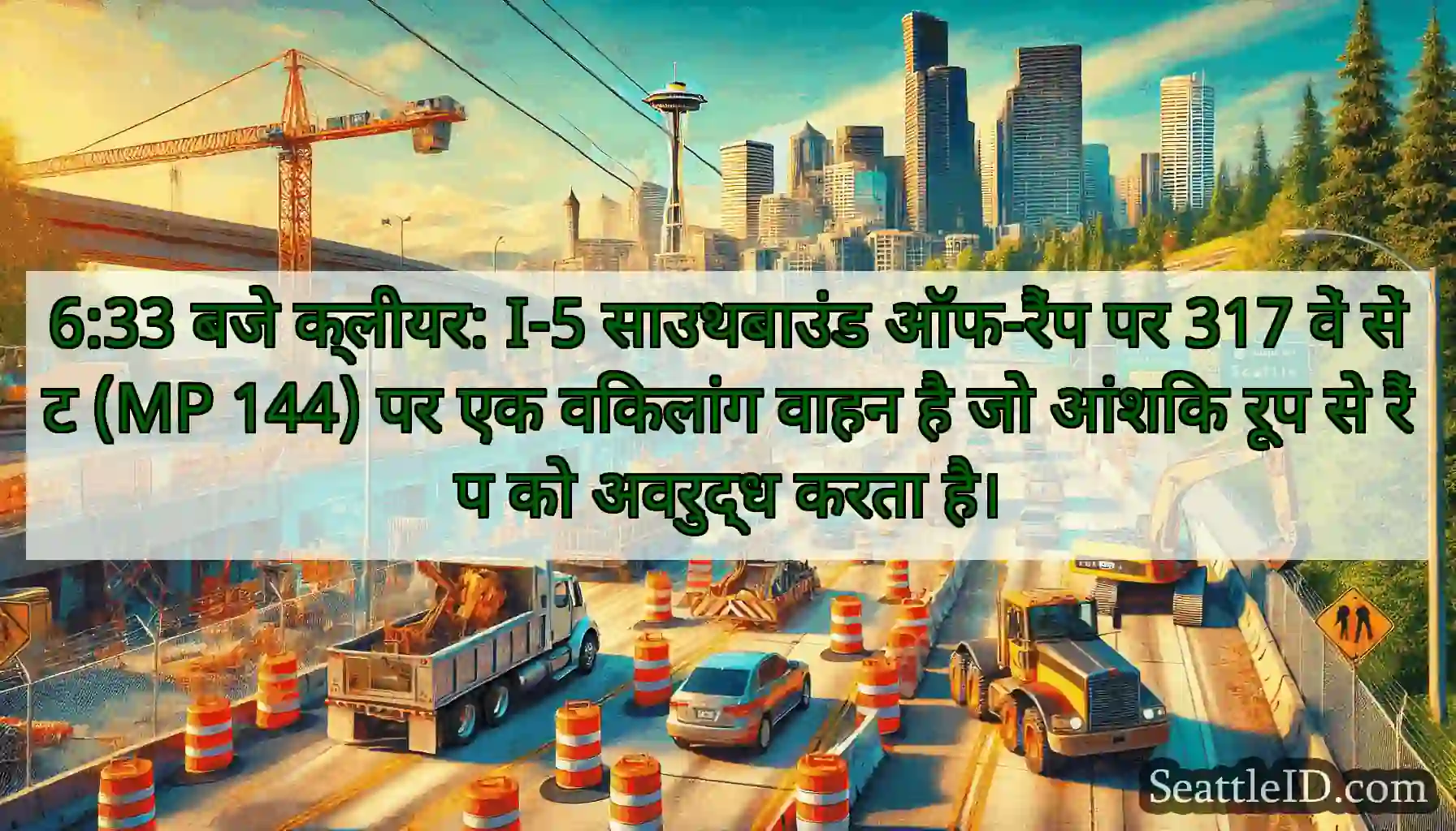 6:33 बजे क्लीयर: I-5 साउथबाउंड ऑफ-रैंप पर 317 वें
