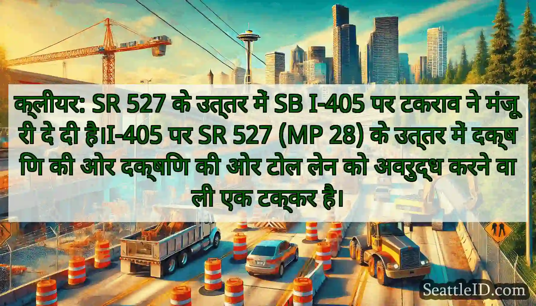क्लीयर: SR 527 के उत्तर में SB I-405 पर टकराव ने