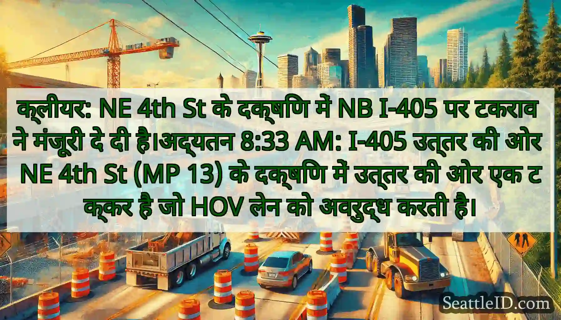क्लीयर: NE 4th St के दक्षिण में NB I-405 पर टकराव