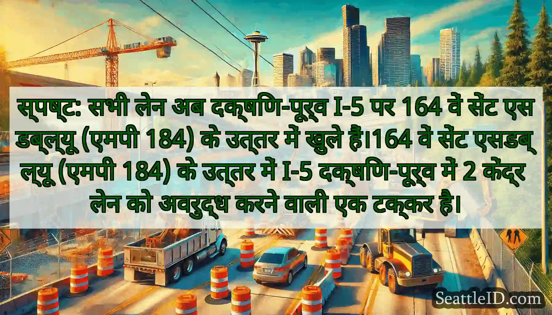 स्पष्ट: सभी लेन अब दक्षिण-पूर्व I-5 पर 164 वें