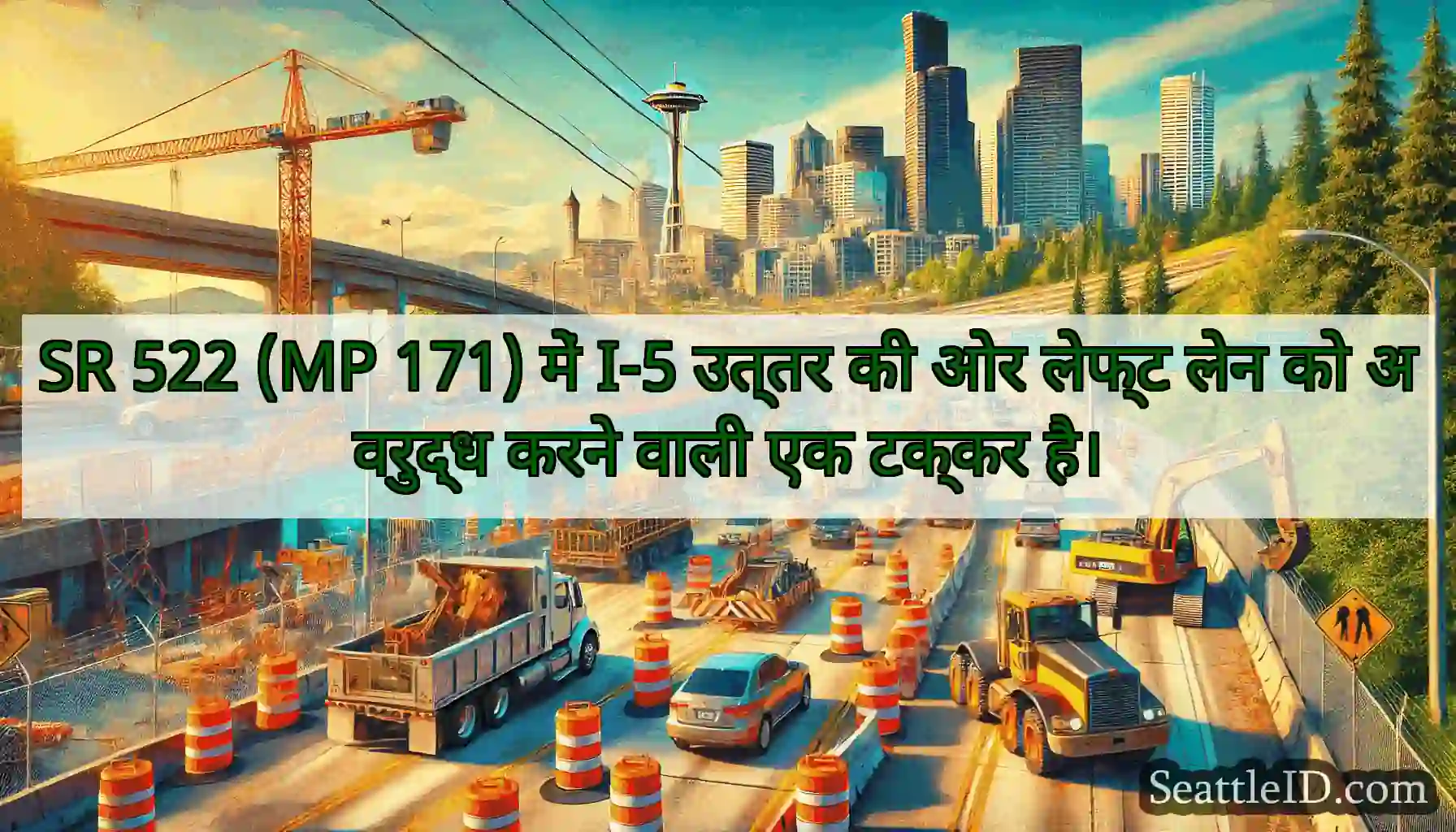 SR 522 (MP 171) में I-5 उत्तर की ओर लेफ्ट लेन को