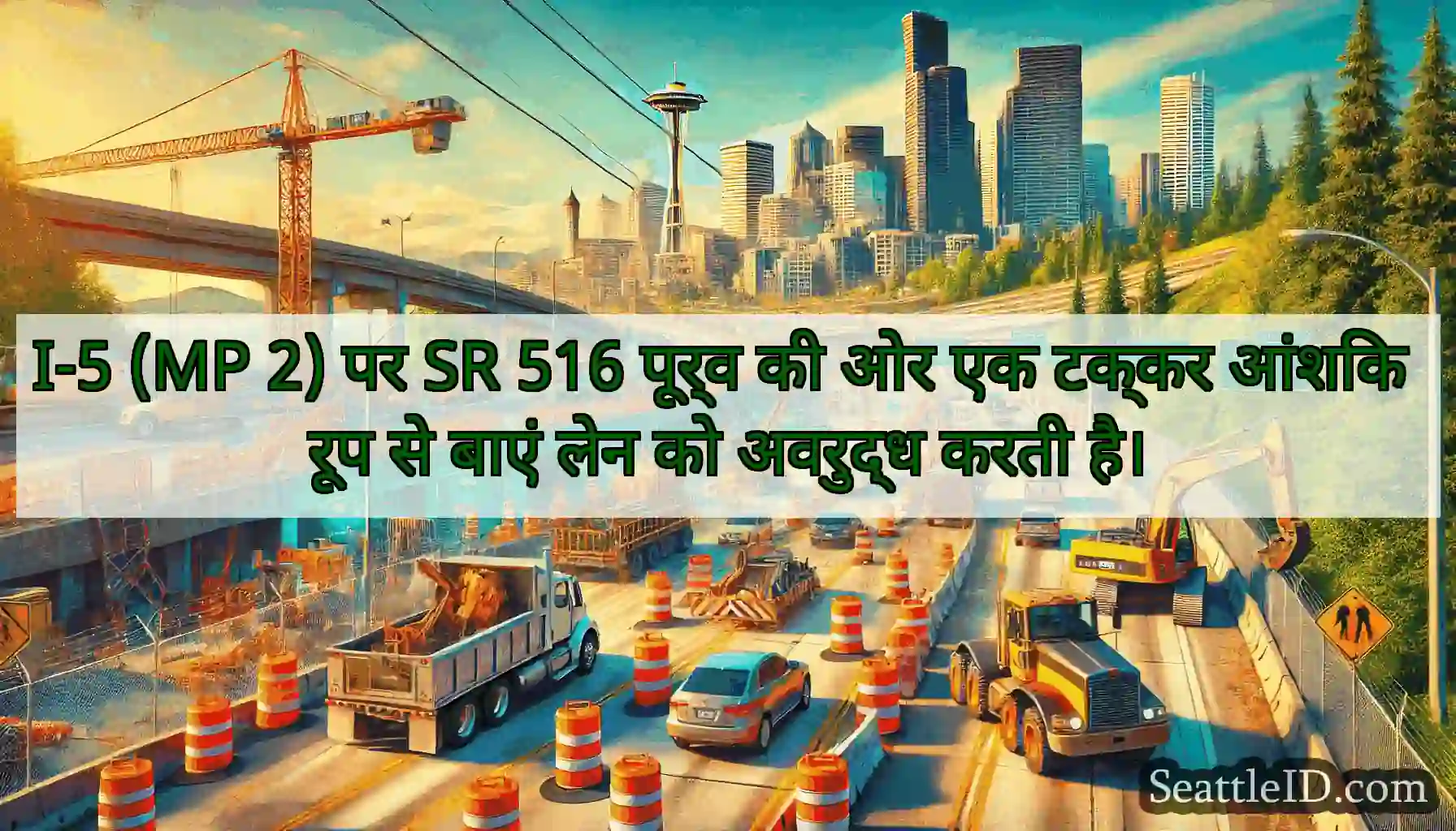 I-5 (MP 2) पर SR 516 पूर्व की ओर एक टक्कर आंशिक