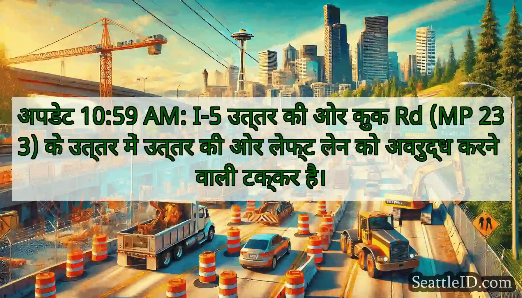 अपडेट 10:59 AM: I-5 उत्तर की ओर कुक Rd (MP 233)