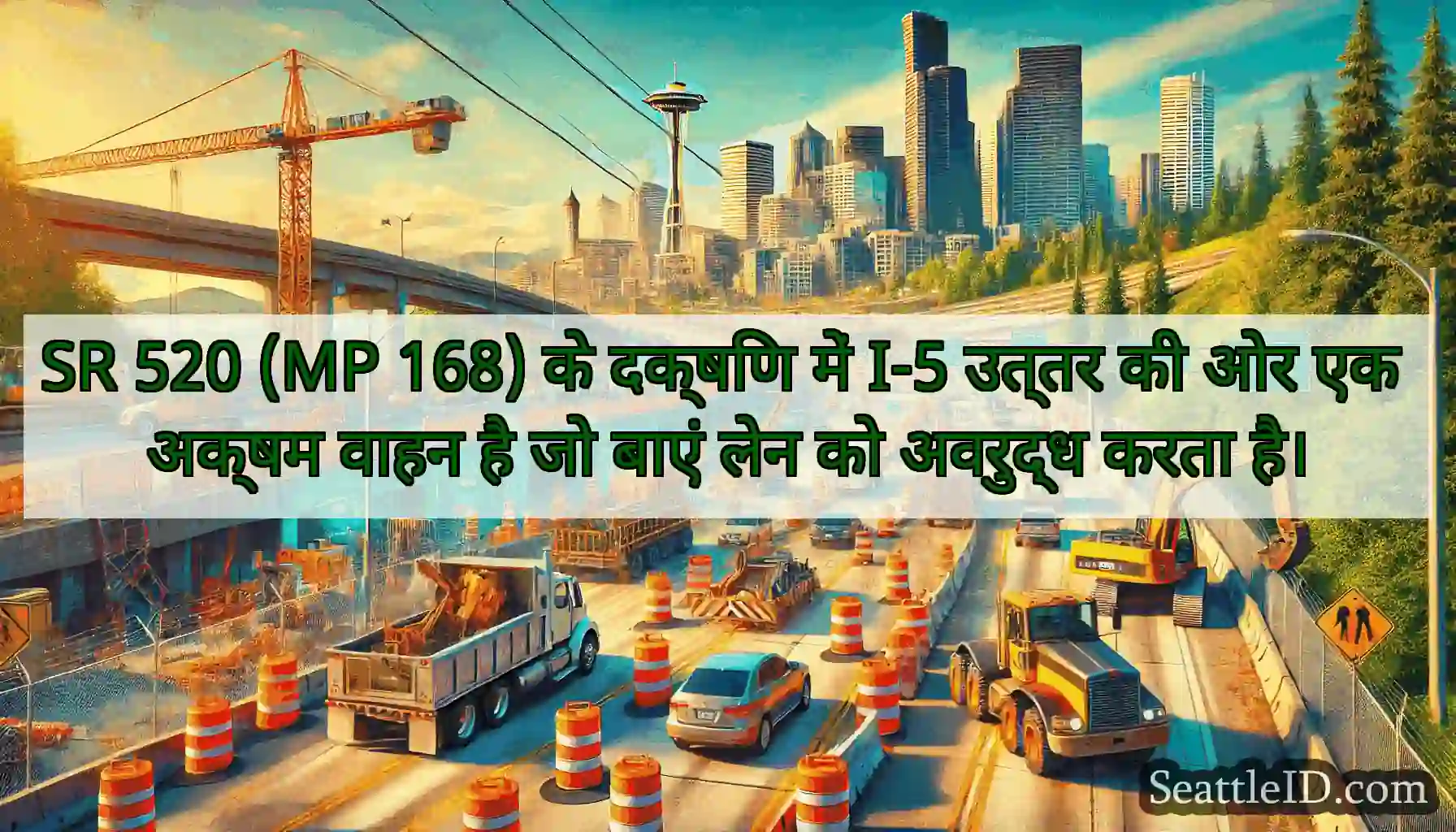SR 520 (MP 168) के दक्षिण में I-5 उत्तर की ओर एक