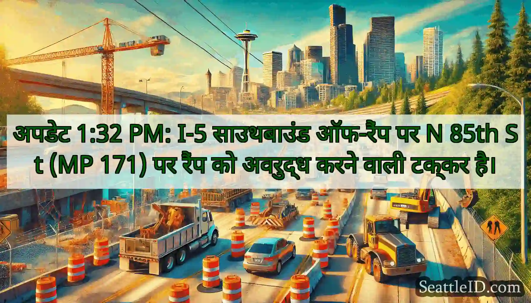 अपडेट 1:32 PM: I-5 साउथबाउंड ऑफ-रैंप पर N 85th St