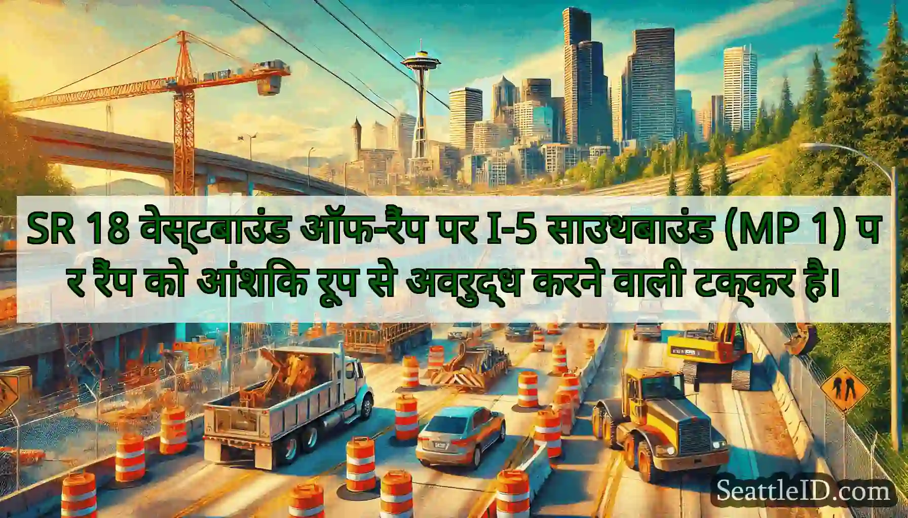 SR 18 वेस्टबाउंड ऑफ-रैंप पर I-5 साउथबाउंड (MP 1)