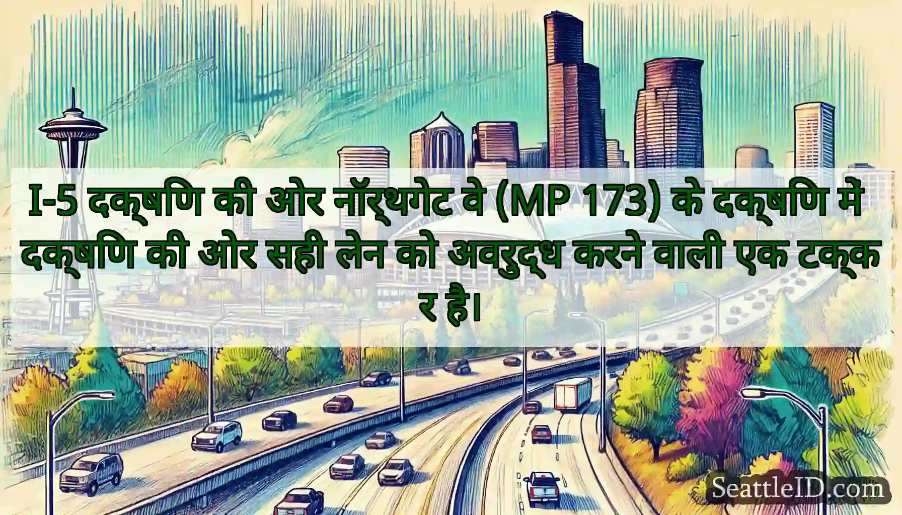 I-5 दक्षिण की ओर नॉर्थगेट वे (MP 173) के दक्षिण