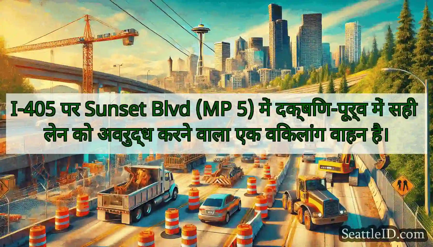 I-405 पर Sunset Blvd (MP 5) में दक्षिण-पूर्व में