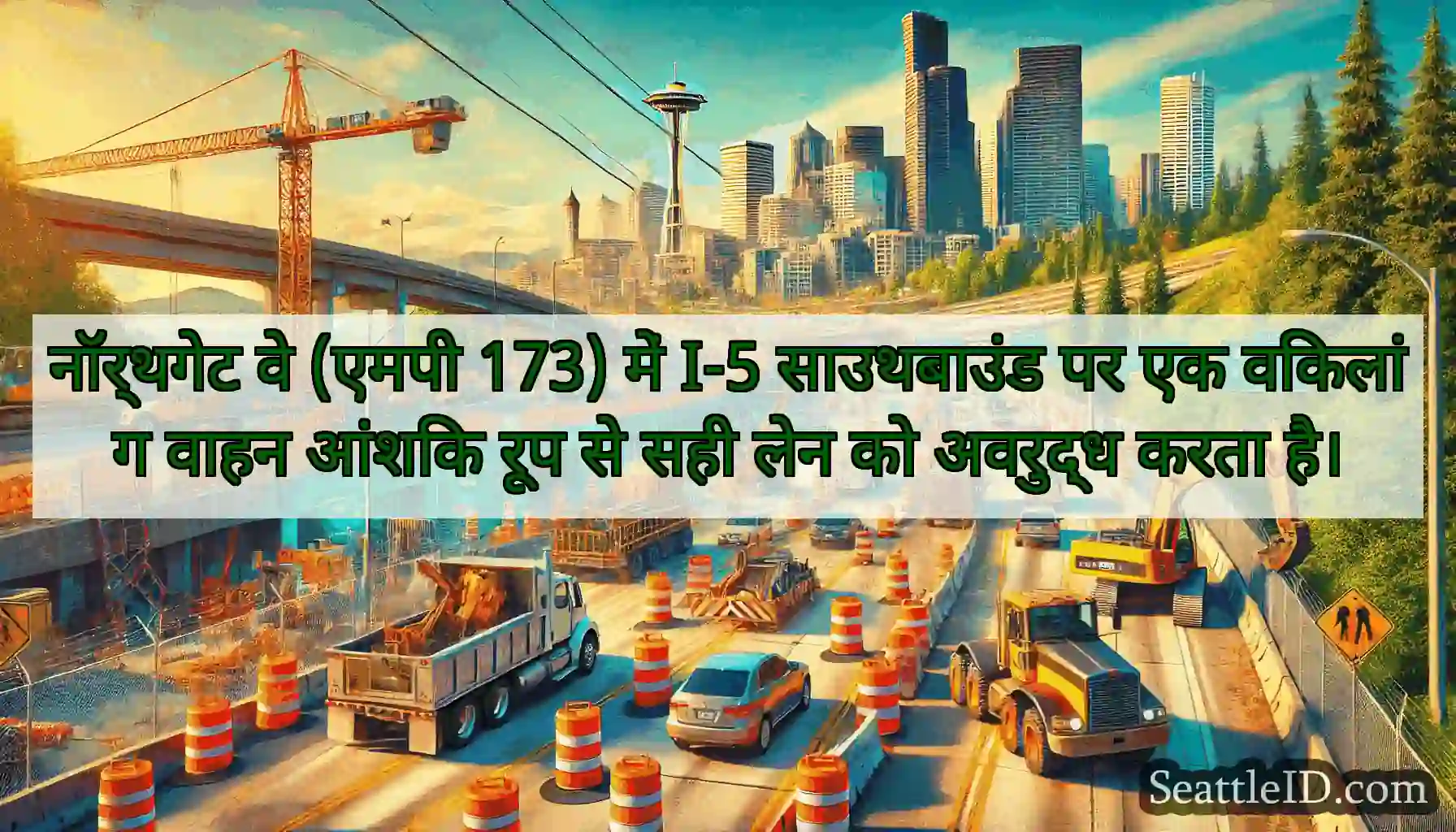 नॉर्थगेट वे (एमपी 173) में I-5 साउथबाउंड पर एक