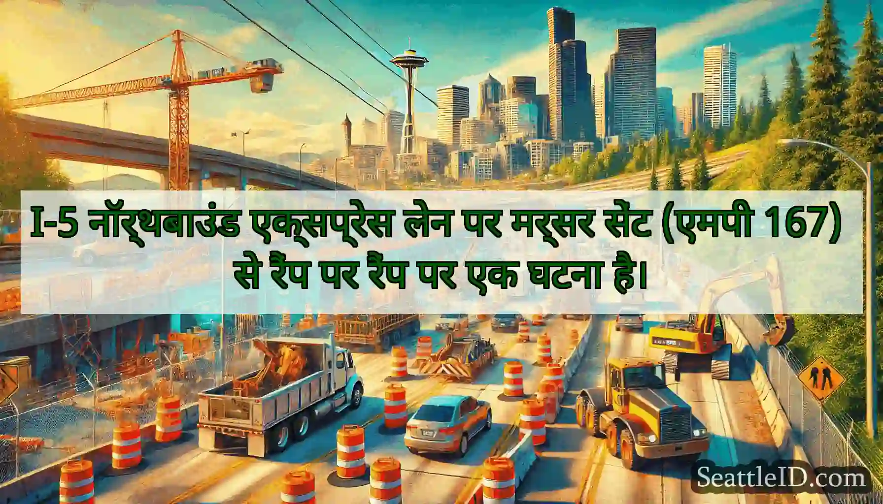 I-5 नॉर्थबाउंड एक्सप्रेस लेन पर मर्सर सेंट (एमपी