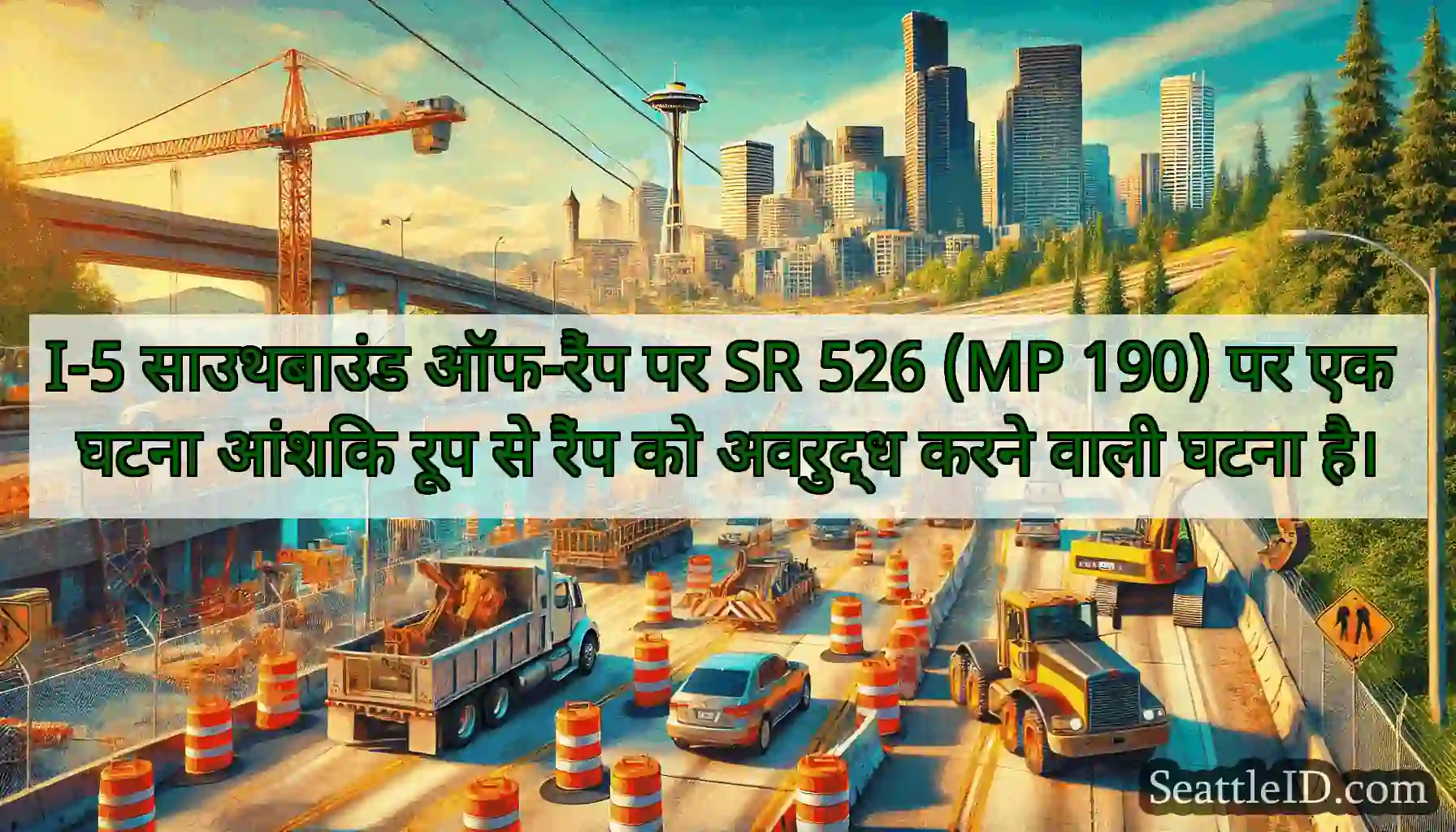 I-5 साउथबाउंड ऑफ-रैंप पर SR 526 (MP 190) पर एक