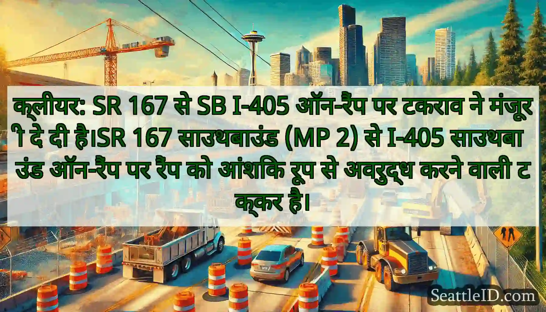 क्लीयर: SR 167 से SB I-405 ऑन-रैंप पर टकराव ने