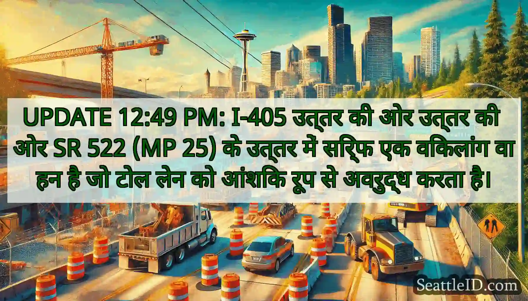 UPDATE 12:49 PM: I-405 उत्तर की ओर उत्तर की ओर SR