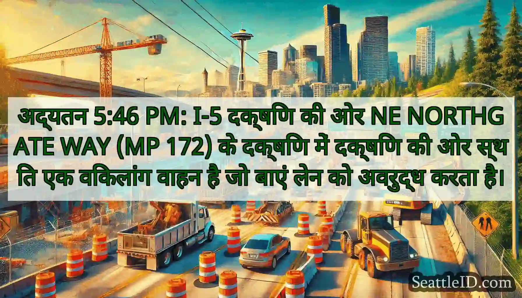 अद्यतन 5:46 PM: I-5 दक्षिण की ओर NE NORTHGATE WAY