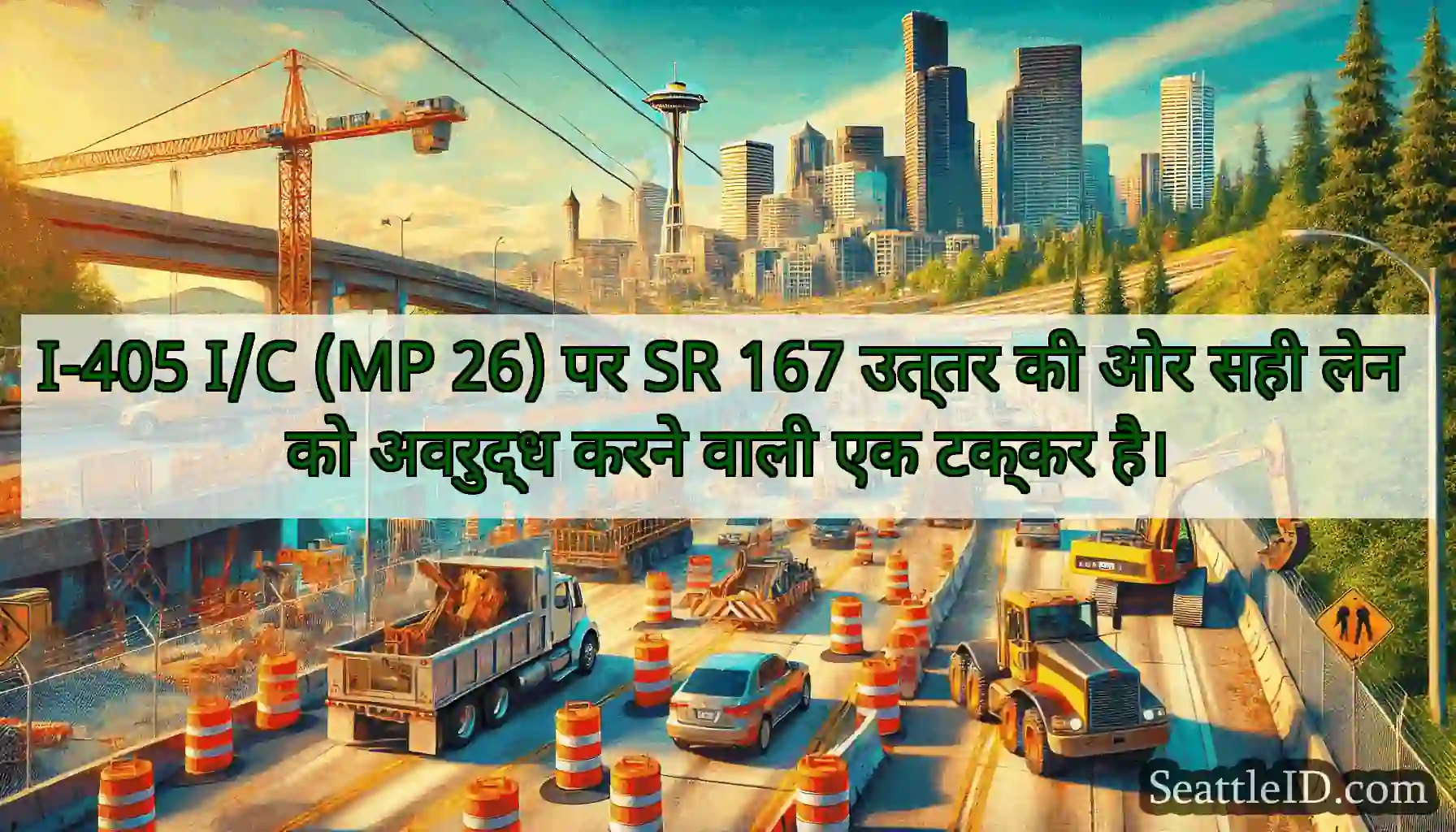 I-405 I/C (MP 26) पर SR 167 उत्तर की ओर सही लेन