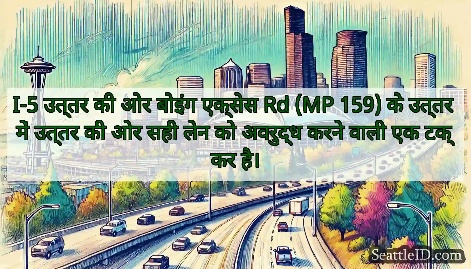 I-5 उत्तर की ओर बोइंग एक्सेस Rd (MP 159) के उत्तर