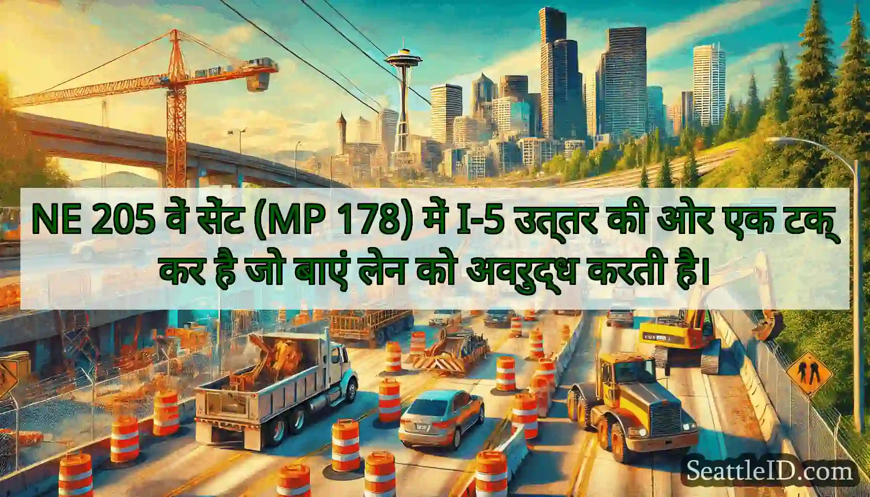 NE 205 वें सेंट (MP 178) में I-5 उत्तर की ओर एक