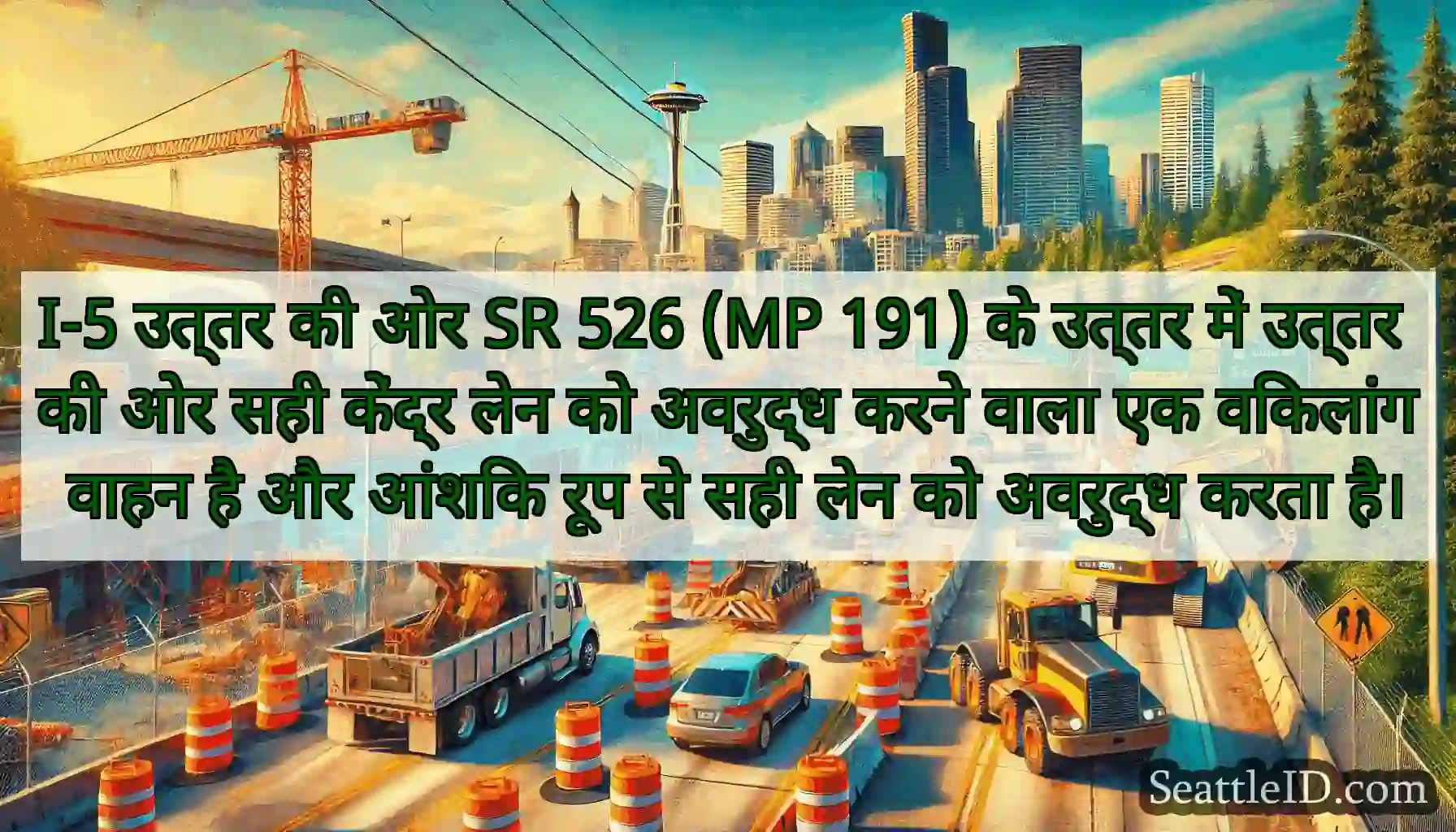 I-5 उत्तर की ओर SR 526 (MP 191) के उत्तर में