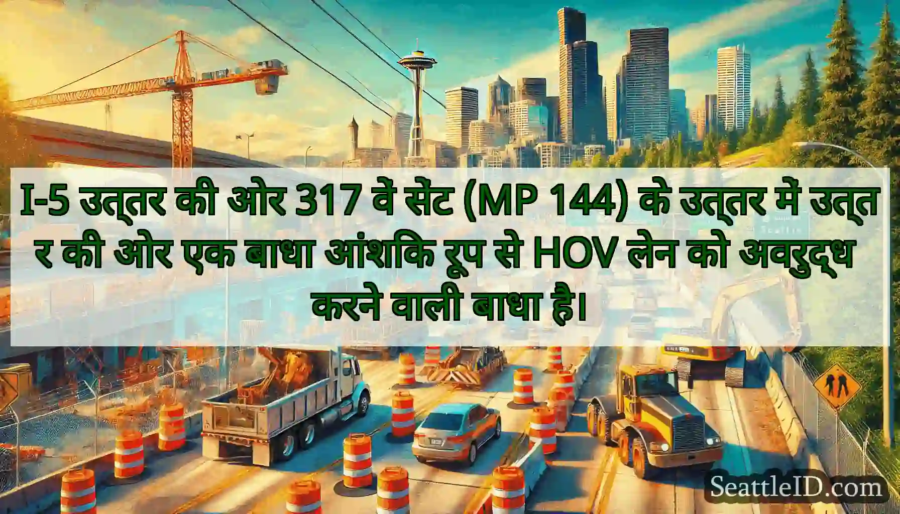 I-5 उत्तर की ओर 317 वें सेंट (MP 144) के उत्तर