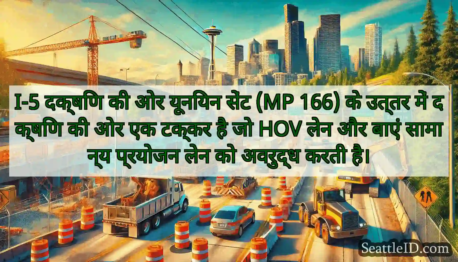 I-5 दक्षिण की ओर यूनियन सेंट (MP 166) के उत्तर